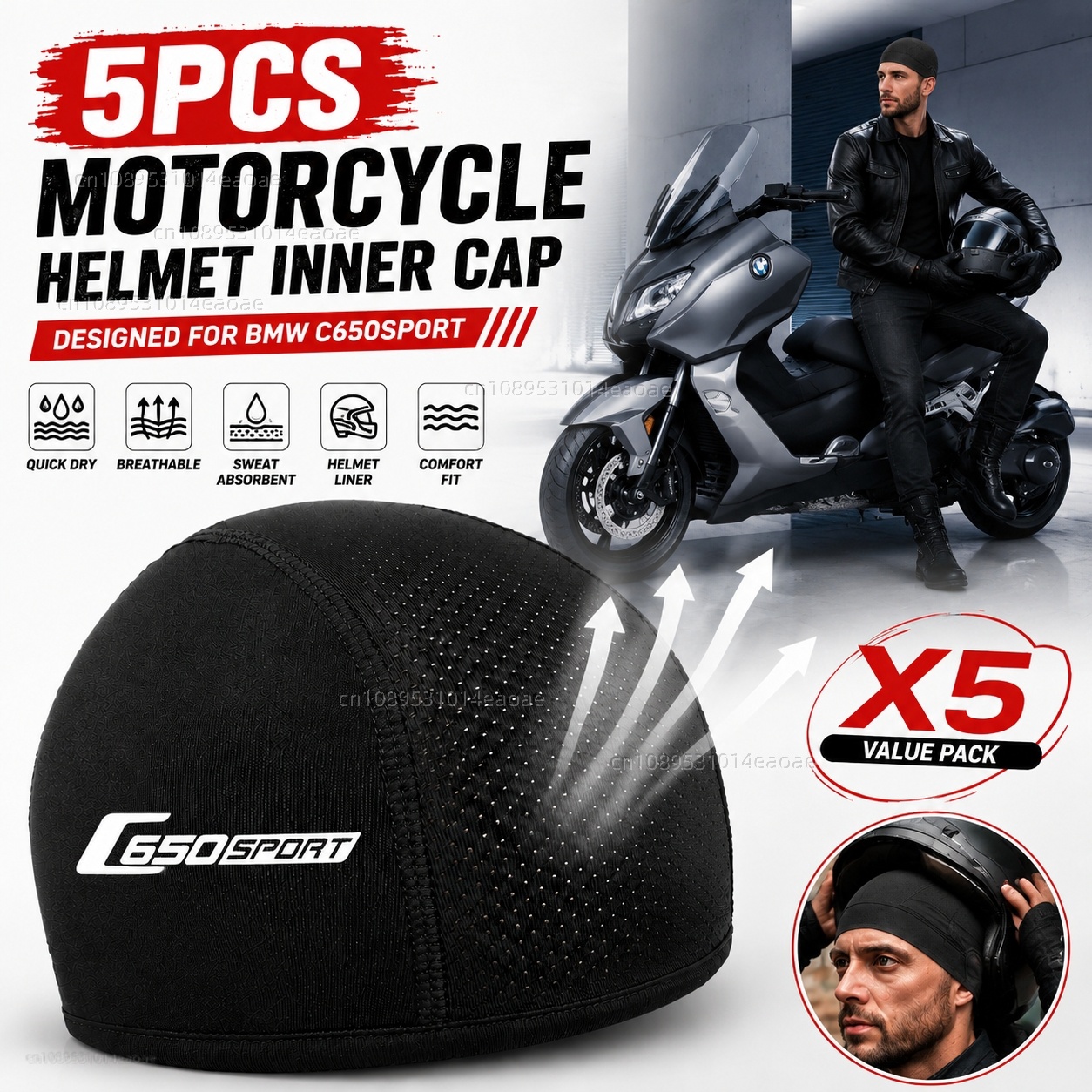 Motorcycle Gear Helmets - 5 ชิ้นหมวกกันน็อคมอเตอร์ไซค์หมวกด้านในหมวกแห้งเร็วระบายอากาศได้ดีหมวกแข่งหมวกไรเดอร์เกียร์สำหรับ BMW C650 SPORT C650GT