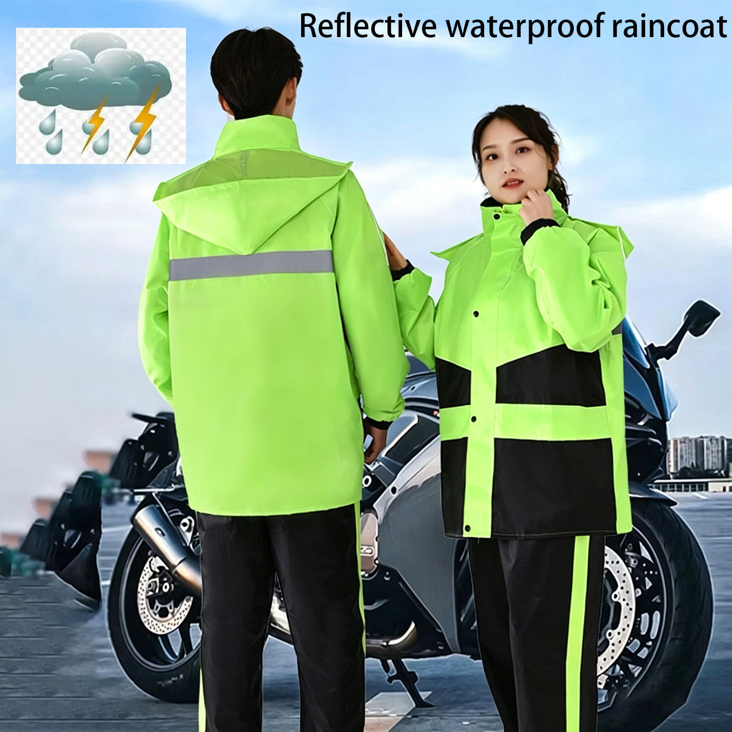 Motorcycle Gear Rain - ชุดเสื้อกันฝนสำหรับขี่มอเตอร์ไซค์ ผู้ชาย ผู้หญิง ชุดกันฝนกันน้ำ เสื้อกันฝนสะท้อนแสง ชุดกันฝนสำหรับทำงาน