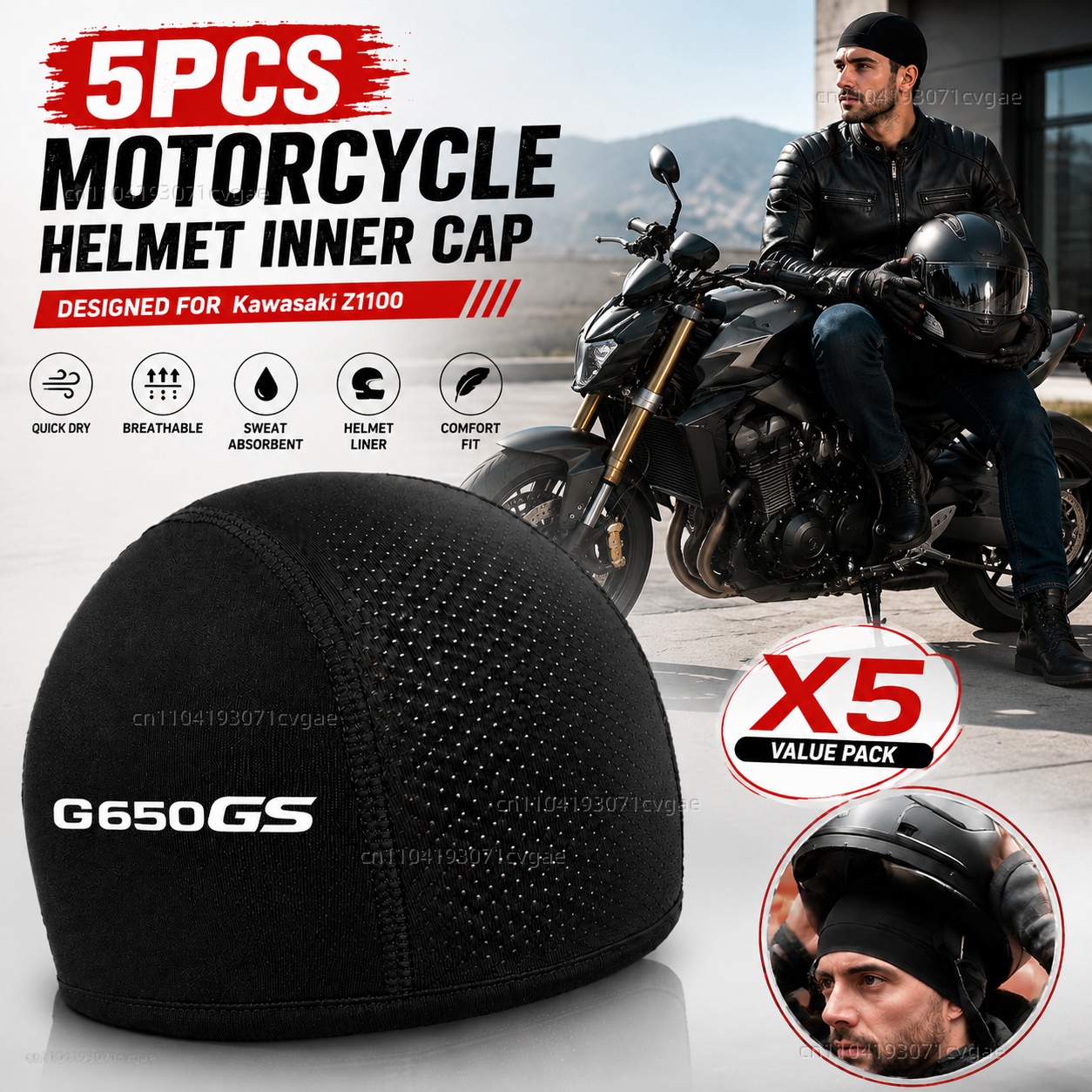 Motorcycle Gear Helmets - 5 ชิ้นหมวกกันน็อคมอเตอร์ไซค์หมวกด้านในแห้งเร็วระบายอากาศได้ดีหมวกแข่งหมวกบีนนี่บาง ๆ ระบายความร้อนอุปกรณ์สำหรับนักขี่สำหรับ BMW G650GS