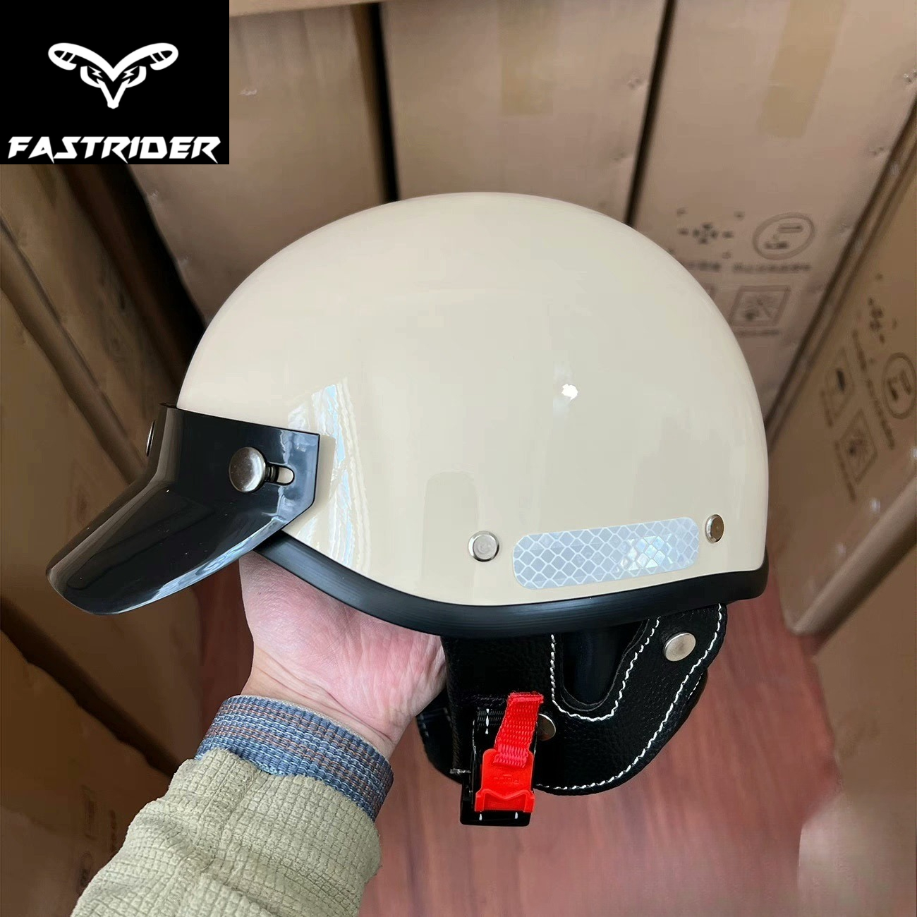 Motorcycle Gear Urban - หมวกกันน็อคมอเตอร์ไซค์แบบครึ่งใบสไตล์วินเทจเรโทร | หมวกกันน็อคสกู๊ตเตอร์น้ำหนักเบาสำหรับผู้ชายและผู้หญิง | อุปกรณ์ป้องกันสำหรับการขับขี่ในเมือง