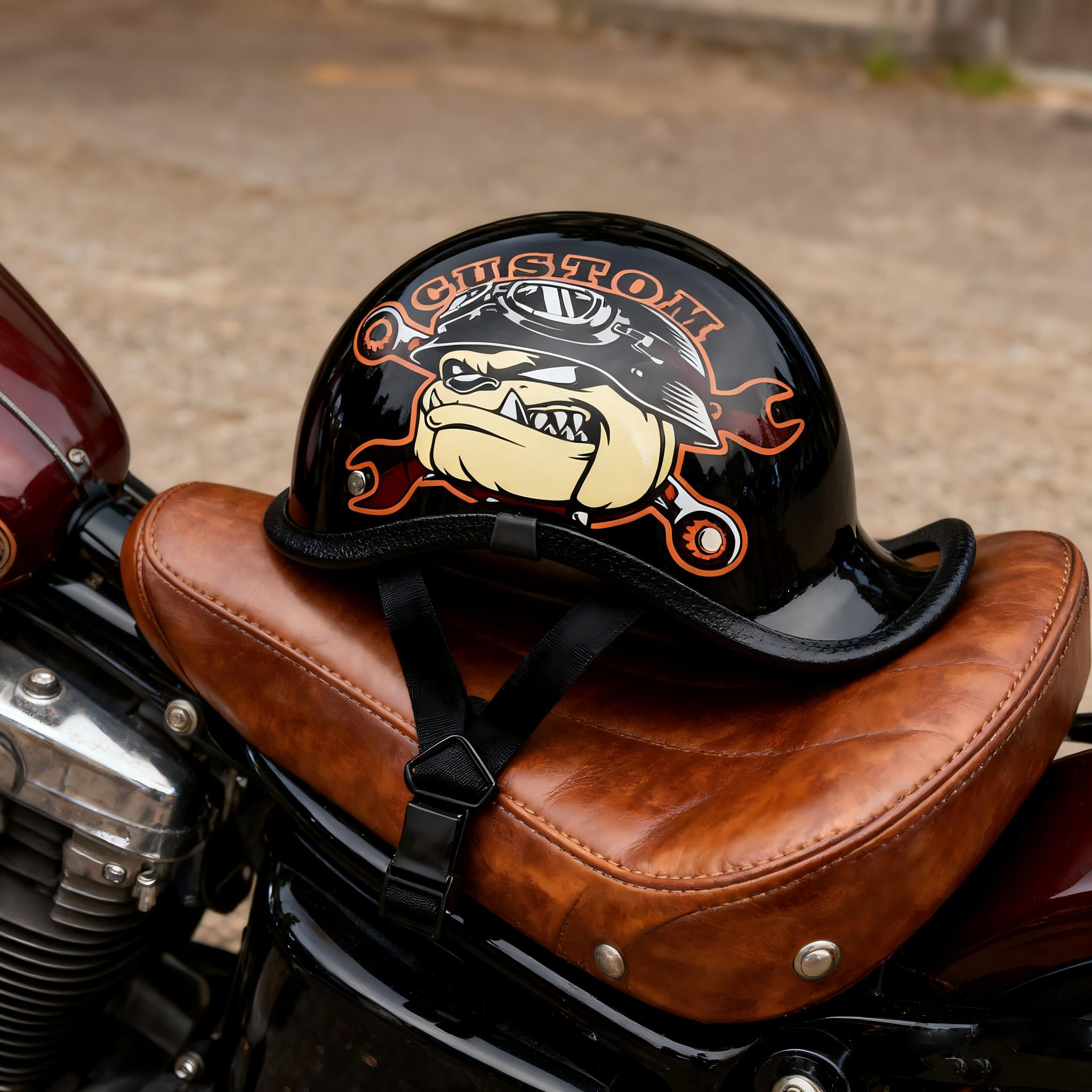 Motorcycle Gear Urban - หมวกกันน็อคมอเตอร์ไซค์สไตล์เรโทร สำหรับขับขี่ในเมือง หมวกครึ่งใบ วินเทจ ใช้ได้ทุกเพศทุกวัย ใช้ได้ทุกฤดู
