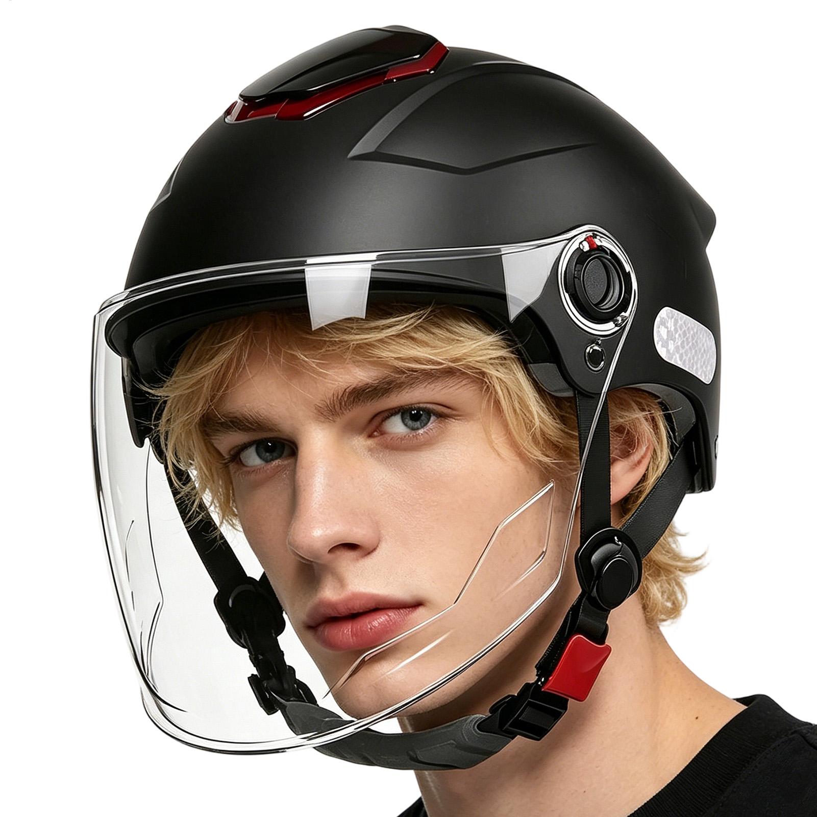 Motorcycle Gear Urban - หมวกกันน็อคมอเตอร์ไซค์ ระบายอากาศได้ดี ดูดซับแรงกระแทก อุปกรณ์ป้องกันศีรษะสำหรับขี่มอเตอร์ไซค์ หมวกกันน็อคสำหรับการขี่จักรยานในเมืองและการเดินทางประจำวัน