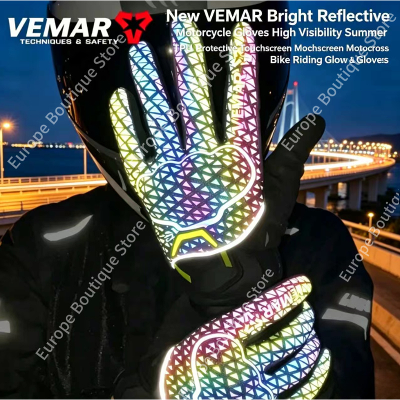 Motorcycle Gear For Summer - ถุงมือมอเตอร์ไซค์ฤดูร้อน VEMAR รุ่นใหม่ ปี 2026 สะท้อนแสง