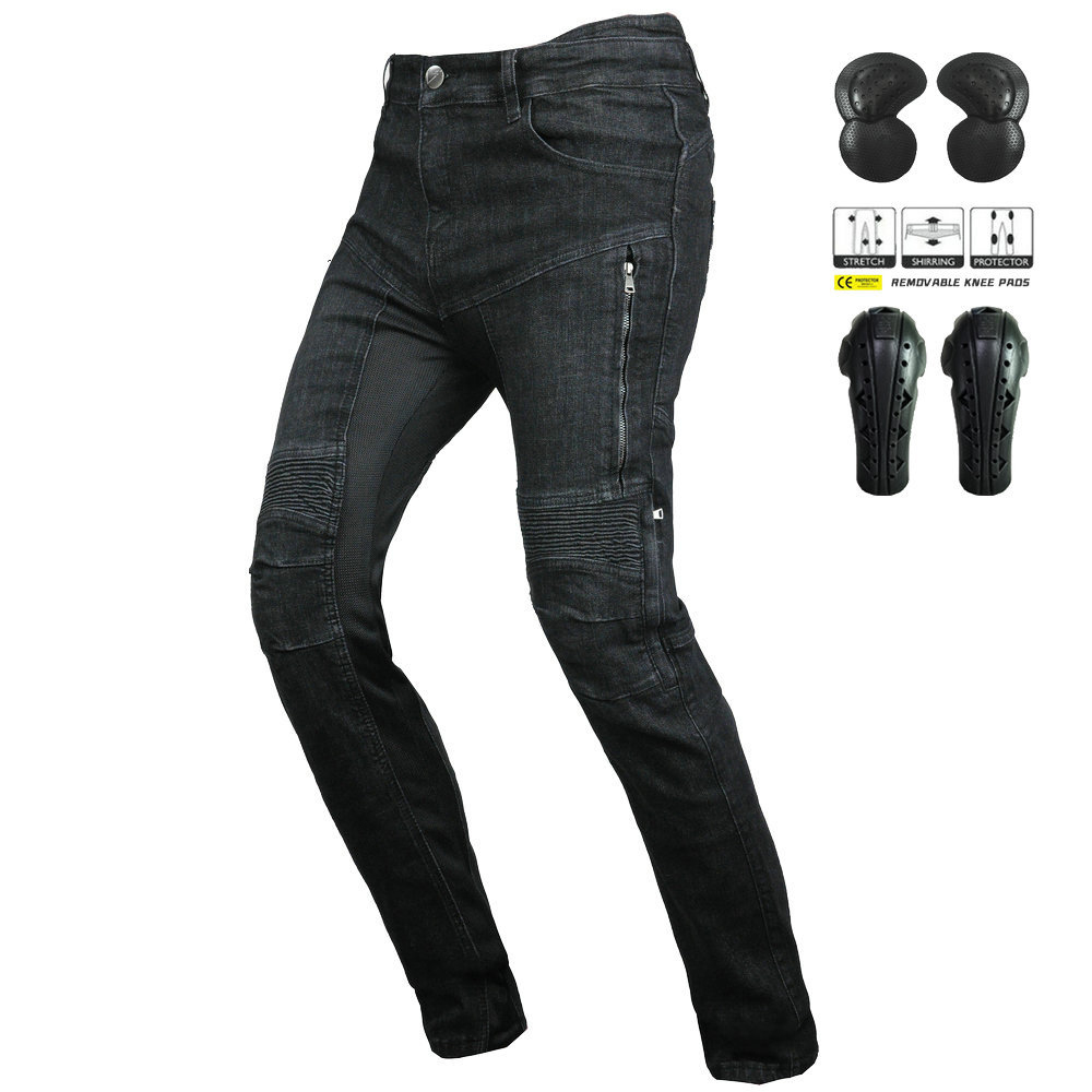 Motorcycle Gear For Summer - กางเกงยีนส์มอเตอร์ไซค์ ระบายอากาศได้ดี กางเกงขี่มอเตอร์ไซค์เอวสูง กางเกงยีนส์มอเตอร์ครอส พร้อมอุปกรณ์ป้องกัน CE