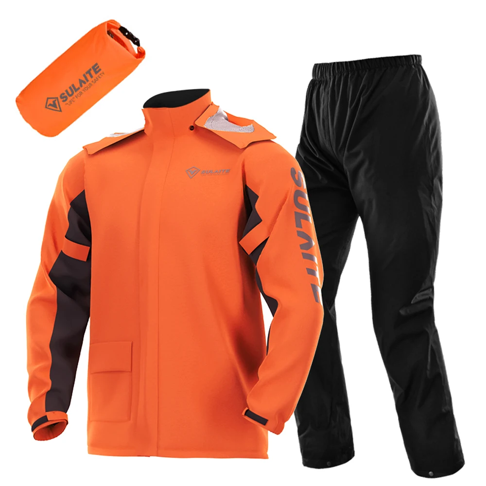 Motorcycle Gear Rain - ชุดกันฝนสำหรับขี่มอเตอร์ไซค์ น้ำหนักเบา เสื้อกันฝนแบบกันน้ำ ระบายอากาศได้ดี พร้อมกางเกงและที่คลุมรองเท้า สำหรับผู้ชายและผู้หญิง