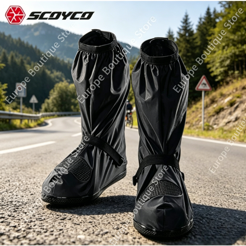 Motorcycle Gear Rain - 2026 ใหม่ SCOYCO ผ้าคลุมรองเท้ากันฝนสำหรับรถจักรยานยนต์ รองเท้าบูทกันน้ำ กันลื่น