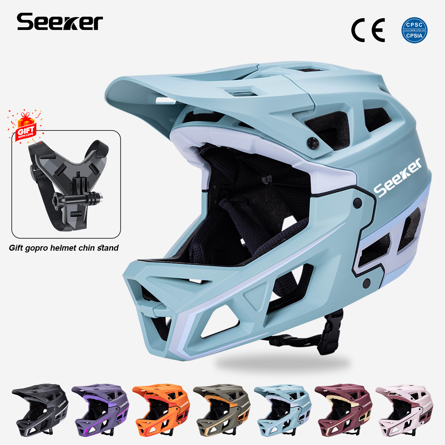 Motorcycle Gear Kids - หมวกกันน็อคจักรยานเสือภูเขา SEEKER แบบเต็มใบ สำหรับขี่ออฟโรด แบบขึ้นรูปชิ้นเดียว สำหรับแข่งดาวน์ฮิลล์