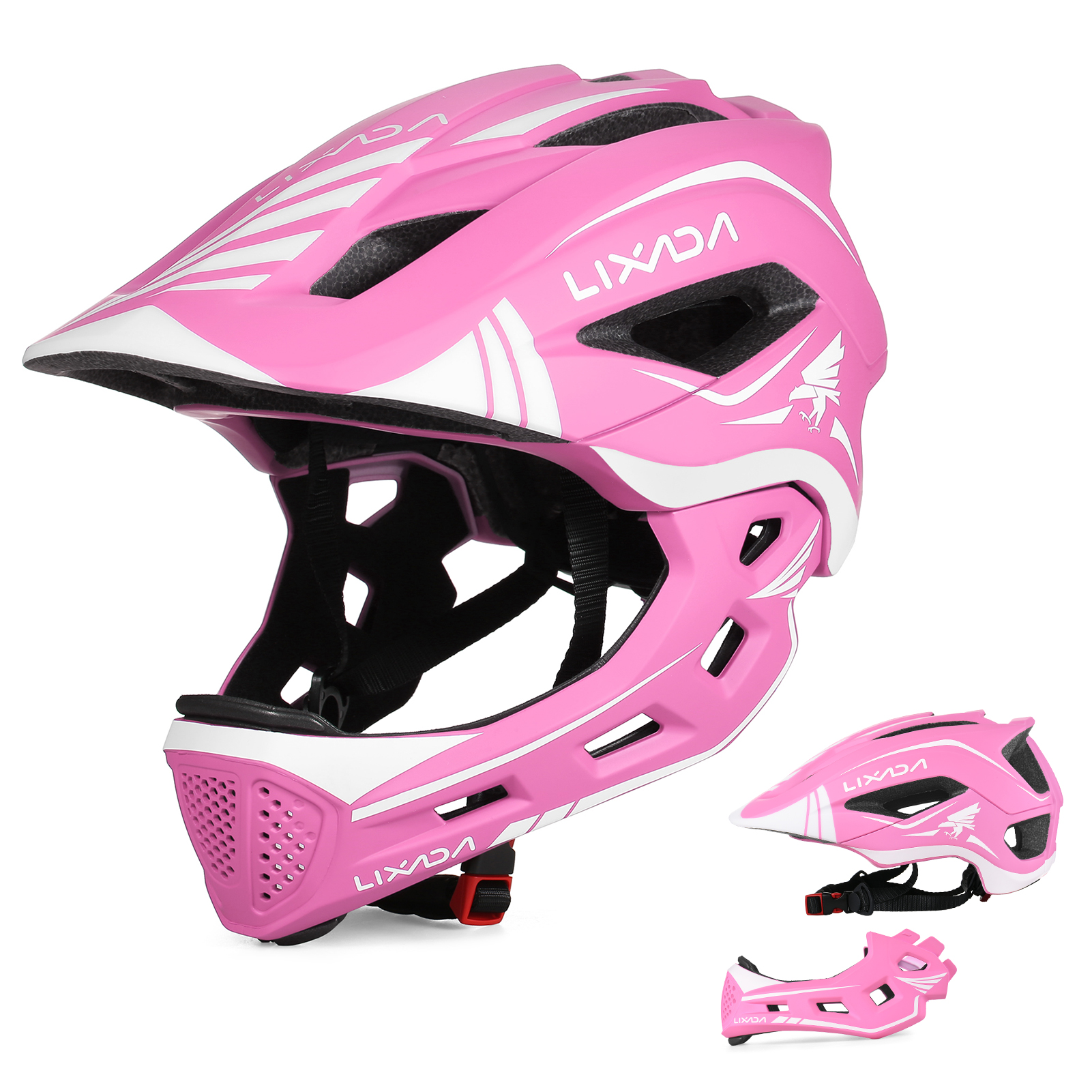 Motorcycle Gear Kids - Lixada หมวกกันน็อคสำหรับเด็ก, หมวกคลุมเต็มหน้าแบบ2-in-1ถอดออกได้อุปกรณ์ป้องกันหมวกปั่นจักรยานกีฬาสำหรับเด็ก
