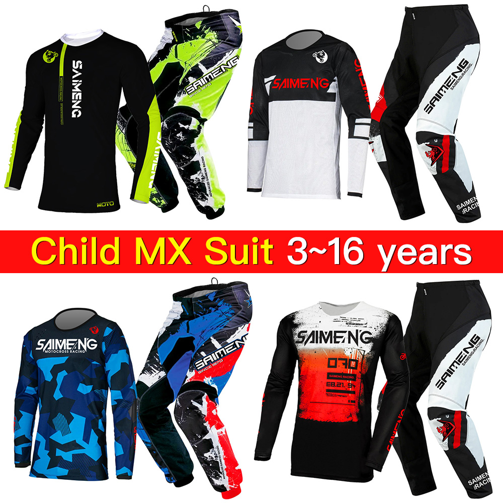 Motorcycle Gear Kids - ชุดเอ็นดูโรสำหรับเด็ก ชุดมอเตอร์ไซค์เด็ก ชุดมอเตอร์ครอสเด็กชายและเด็กหญิง ชุดขี่มอเตอร์ไซค์ ปรับแต่งชื่อและหมายเลขได้ สำหรับเด็กอายุ