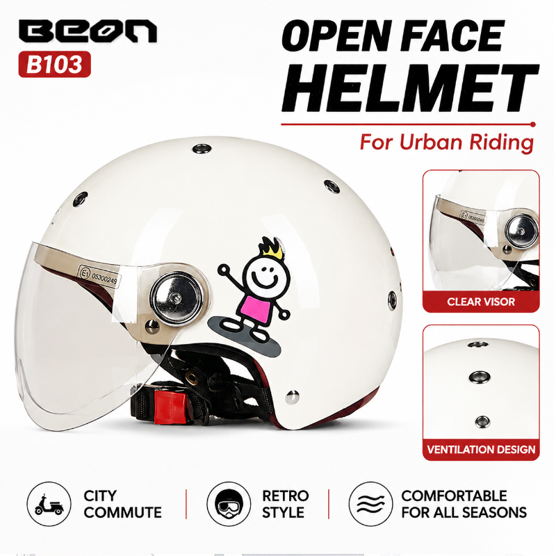 หมวกกันน็อคเปิดหน้า BEON B103  - Motorcycle Gear Urban บทวิจารณ์และราคา