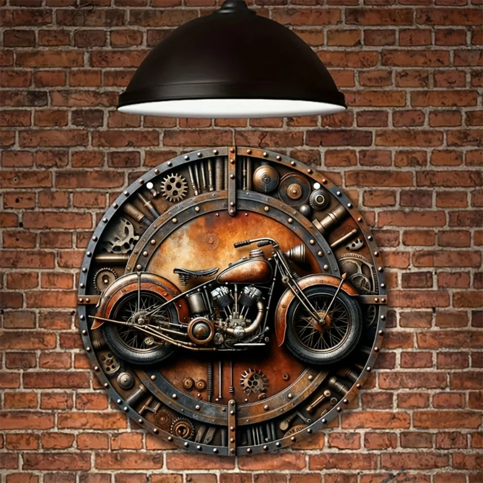 ป้ายโลหะทรงกลมลายอุปกรณ์มอเตอร - Motorcycle Gear Pattern บทวิจารณ์และราคา